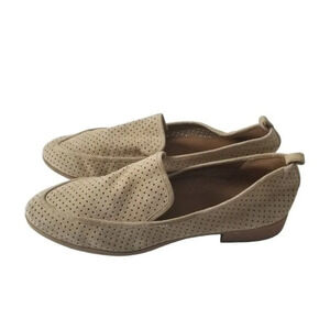 Susina Women's Beige Kellan Soft Suede Perforated Almond Toe Loafers‎